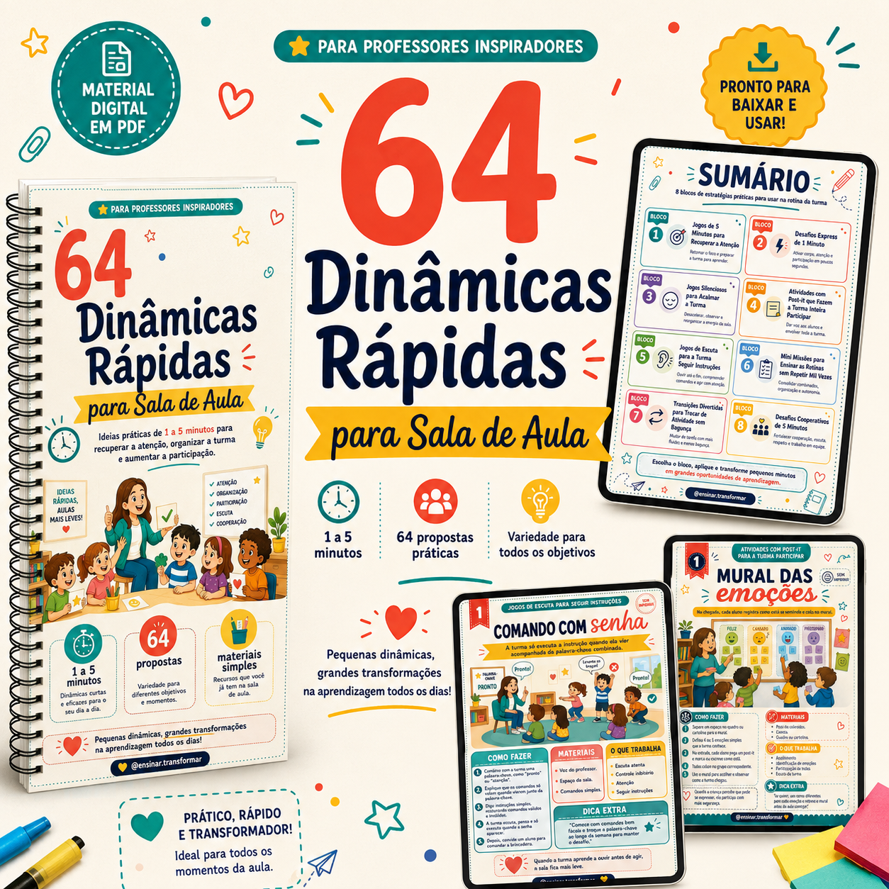 💡 64 Dinâmicas Rápidas para Sala de Aula (Grande Repertório de Estratégias)🤩