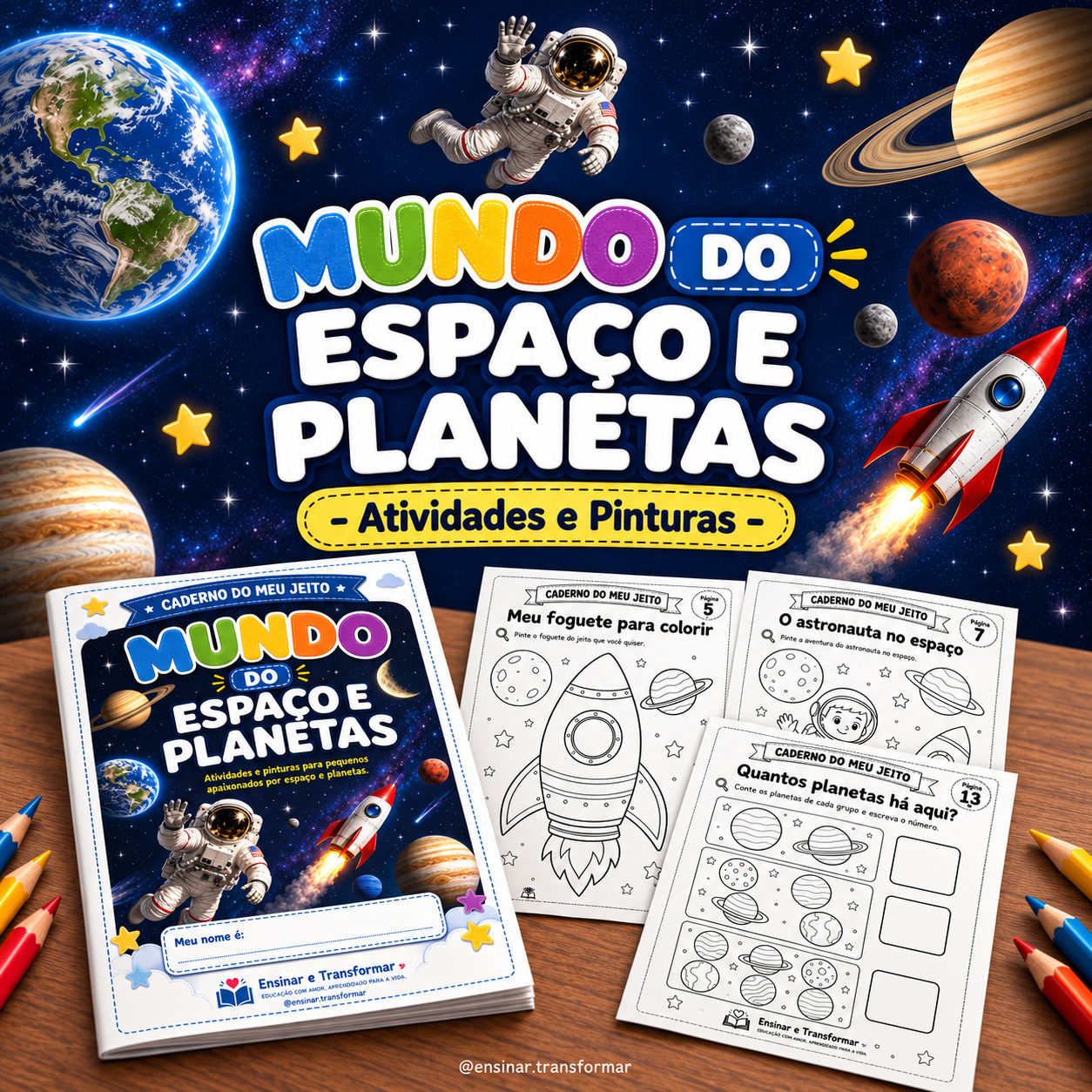 🪐 MUNDO DO ESPAÇO E PLANETAS — Atividades e Pinturas (+Super Bônus 🎁)